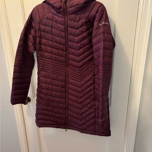 Columbia Omni Heat Hooded Long Women's Deep Purple Puffer Jacket X-Large